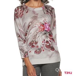 M - NWT Cathy Daniels Floral Crew-neck Sweater